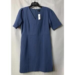 NWT Ann Taylor LOFT Womens Blue Short‎ Sleeve V Neck Zipped Casual Dress Size 12